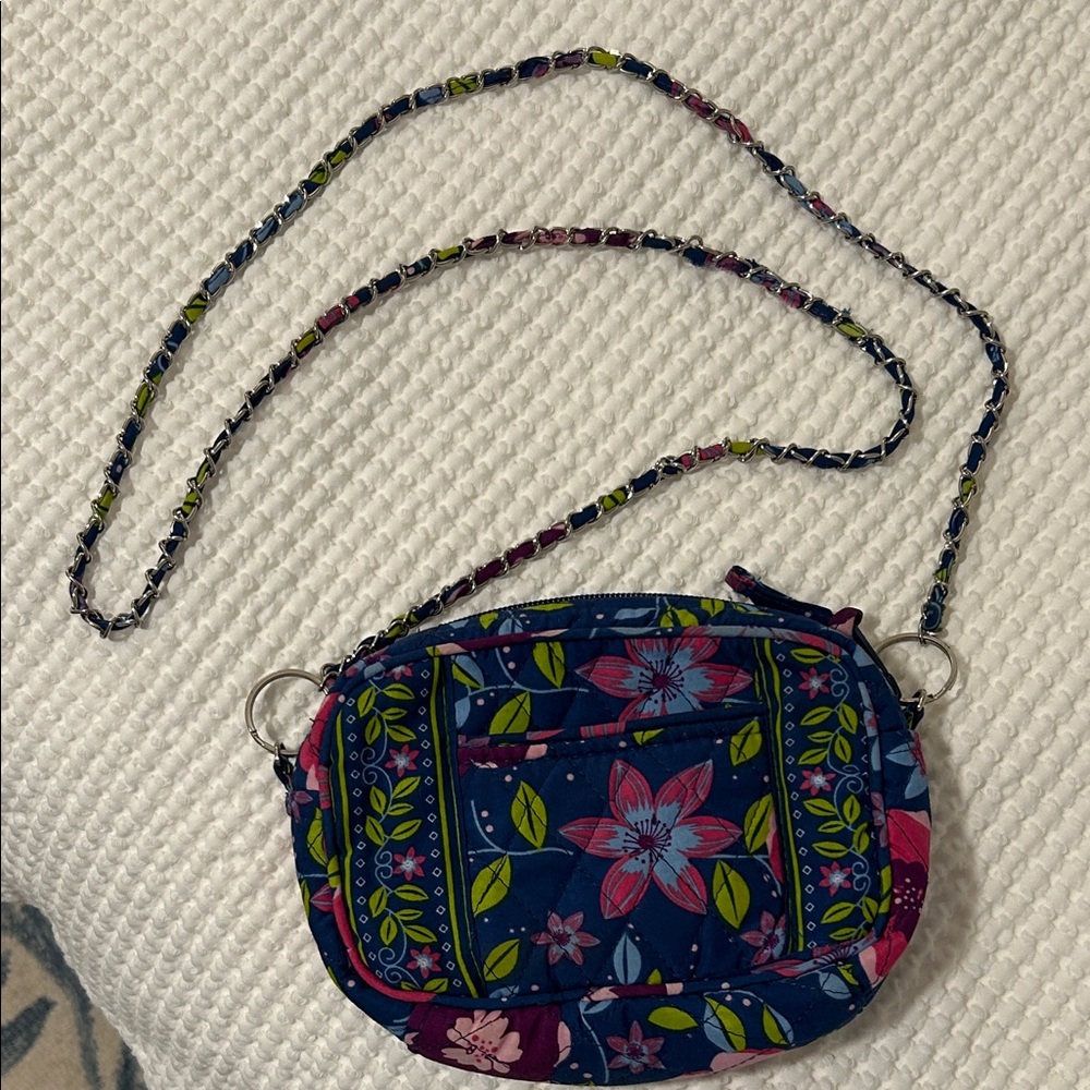 Blue and Pink Floral Crossbody Bag